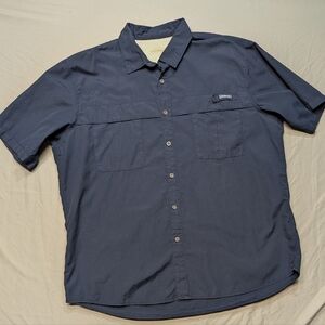 G.H. Bass & Co Men's Navy Blue Short Sleeve Outdoor Fishing Shirt